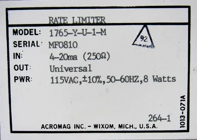 USED ACROMAG 1765-Y-U-1-M RATE LIMITER 1765YU1M