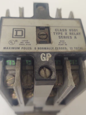 🔥Square D Class 8501 Control Relay, Form GP Series A, 120V Coil Type XO 80