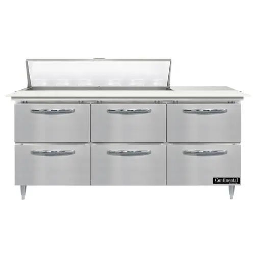 Continental D72N12C-D 72" Designer Line Sandwich/salad Prep Table W/ Refrigerated Base, 115v