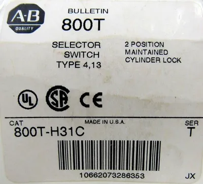 NEW ALLEN BRADLEY 800T-H31C SELECTOR SWITCH SER T 800TH31C