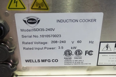 NEW WELLS ELECTRIC DROP-IN COMMERICIAL INDUCTION RANGE ONE BURNER MODEL ISDI35