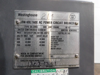 Used Westinghouse DS-206S Circuit Breakers Ohio US | Equipment Recovery Corp. #1329738