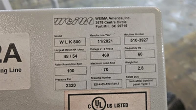 31.5" Wide Weima Shredding/Grinding Line, New In 2022