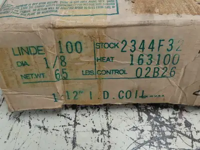 Union Carbide Linde 100 Welding Wire 1/8" Mig 55 LBS Spool