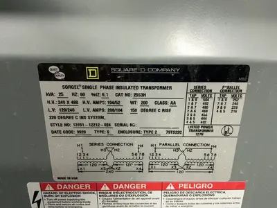 Used SQUARE D 25S3H Distribution Transformers Ohio US | HGR 24 #1415125