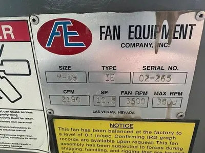 USED AE FAN EQUIPMENT CO. M-09