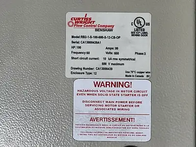 Used BENSHAW RB2-1-S-100-600-S-12-CB-OP Switchgears British Columbia CA | Lenmark #1427037