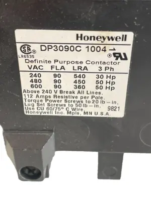 NEW HONEYWELL DP3090C 1004 DEFINITE PURPOSE CONTACTOR