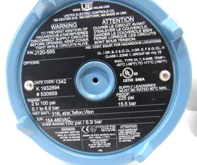 NEW UNITED ELECTRIC J120-555 PRESSURE SWITCH J120555