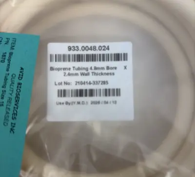 Avid Bioservices Inc. MCK BIOPRENE TUBING 4.8mm Bore, 2.4mm Wall Thickness