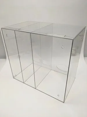 AK-1479 | AK 1479 Acrylic Shoe Cover Hairnet Dispenser 3 Compartment 18"x19-1/2"x11-1/2" - Used