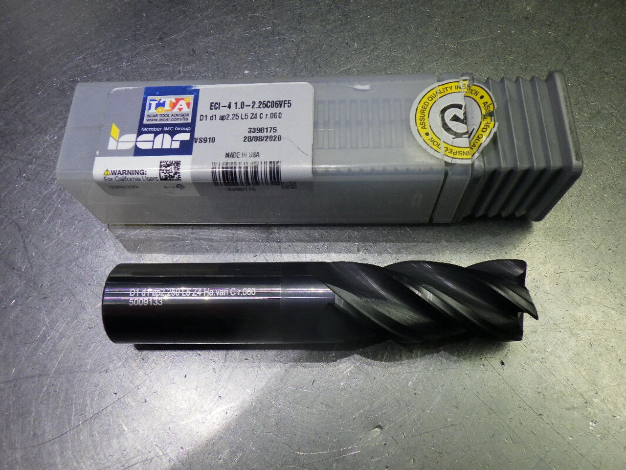 Iscar 1" 4 Flute Carbide CR Endmill .06" R ECI-4 1.0-2.25C06VF5 (LOC1298B)
