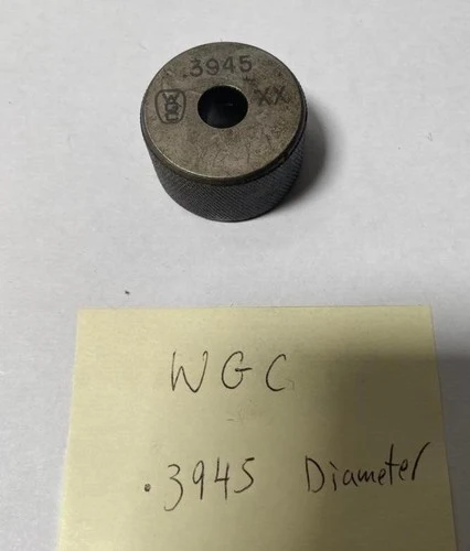 WGC .3945 Dia PLAIN BORE RING GAGE