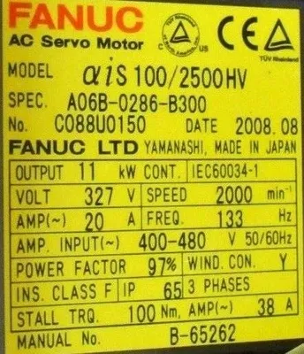NEW FANUC A06B-0286-B300 SERVO MOTOR AO6B0286B300