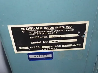Used DRIAIR INDUSTRIES INC ARIDX 25 Misc Plastics Equipment Ohio US | HGR 24 #867203