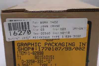 John Crane FSD3000 Spring Seal Assembly 3-1/4" NEW IN BOX STOCK GF-938