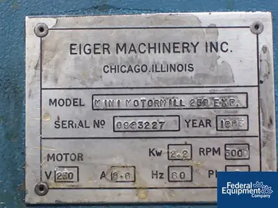 USED EIGER Eiger Horizontal Media Mill, Model Mini MotorMill 250