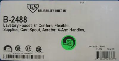 NEW T&S B-2488 LAVATORY FAUCET 8" B2488