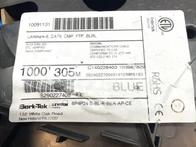 New | in-Stock Maverick Industrial Sales Cat 6 Cable F/UTP Plenum 24AWG Blue 1000' Cable & Wire Michigan US | Maverick Industrial Sales #1393118