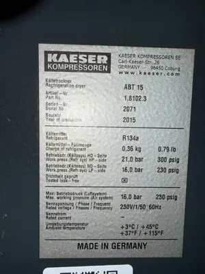 Used 2015 KAESER SM 15 T Rotary Screw & Sliding Vane Air Compressors Ohio US | Aucto #1306750