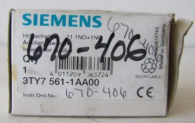 Siemens Auxiliary Contact Block 3TY7561-1AA00 1NO 1NC Snap On Mount