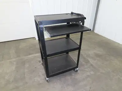 Uline H4607 Mobile Workstation Computer Cart w/Power Strip 26x20"x 29-42"H Black