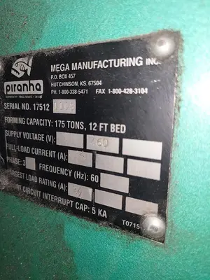 Used PIRANHA 175-12 Press Brakes Pennsylvania US | Hildebrand Machinery Co. #1481776