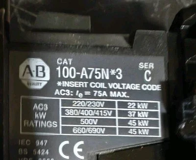 Allen-Bradley 100-A75N*3 Contactor Series C