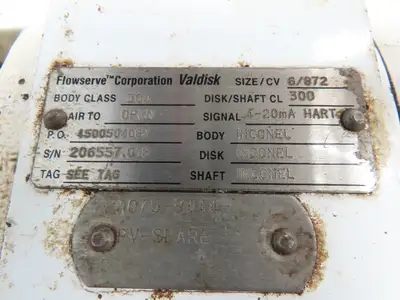 Flowserve Valdisk 6" Actuated Stainless Control Valve Assembly W/Logix 3200MD