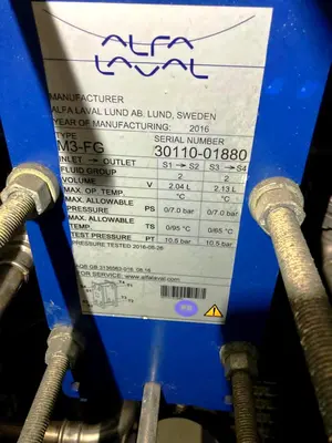 Alfa-Laval BWPX 307 TGD-71 oil concentrator module, SS.