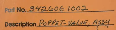 NEW DIAMOND POWER 3426061002 POPPET VALVE 1-3/16-12 THD 3056721WCB
