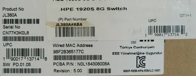 NEW HEWLETT PACKARD JL380A HPE OFFICE CONNECT 1920S 8G SWITCH JL380-60001