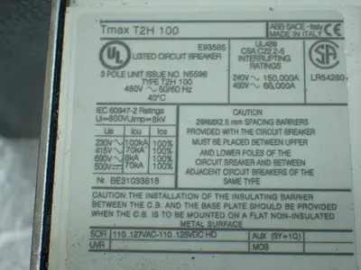 Used ABB TMAX T2H 100 Circuit Breakers Ohio US | HGR 24 #879653
