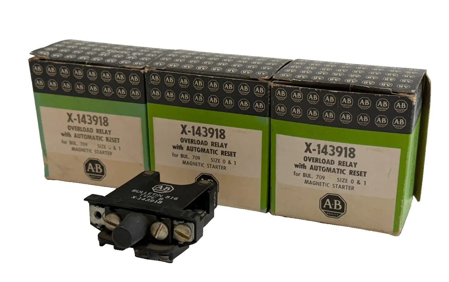 LOT OF 3 ALLEN BRADLEY X-143918 OVERLOAD RELAY X143918 NEW, SURPLUS