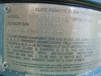 USED Micro Motion RFT9739 D5SUA