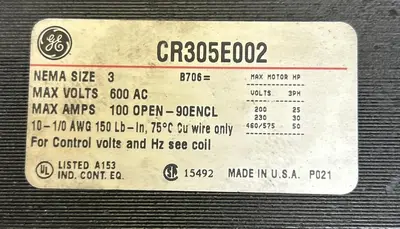 Used GE CR305E002 PLC Contactors Ohio US | Surplus Asset Holdings #1237546