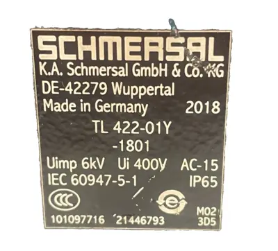NEW SCHMERSAL TL 422-01Y-1801 LIMIT SWITCH 400V TL42201Y1801