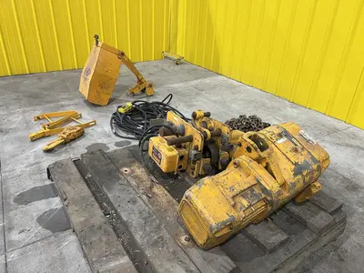 10,000 LB (5 TON) HARRINGTON MOTORIZED CHAIN HOIST W/ POWER TROLLEY: STOCK #19956