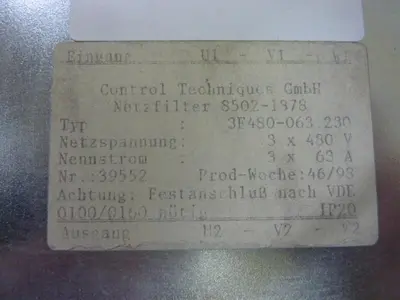 USED CONTROL TECHNIQUES 3F480-630 230