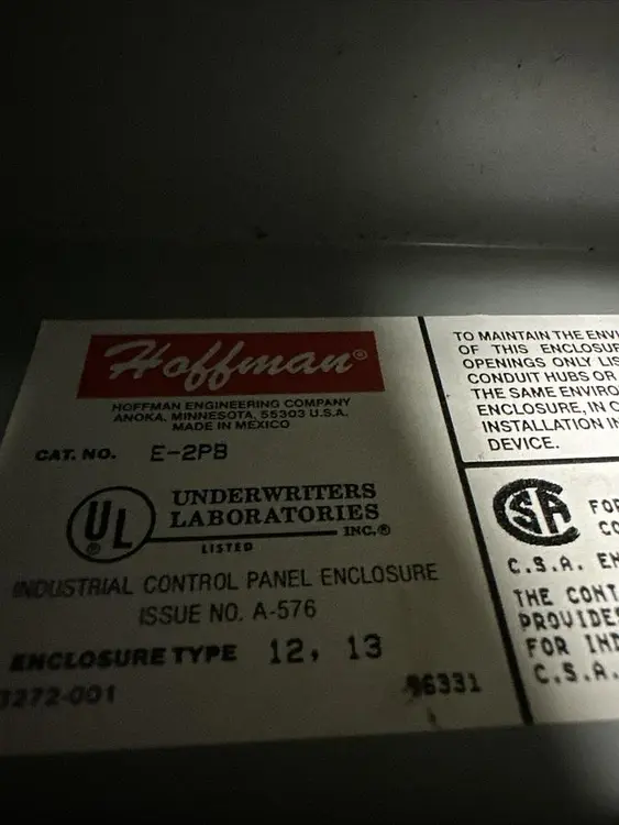 Used HOFFMAN E-2PB Miscellaneous Equipment (Electrical & Power) Ohio US | Surplus Asset Holdings #1240290
