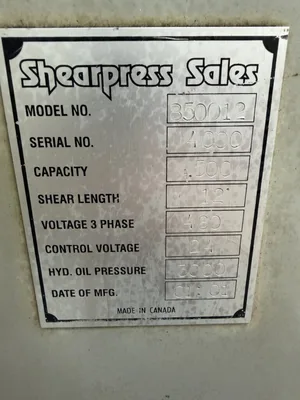 Used 2001 ACCURSHEAR 850012 Power Squaring Shears (Inch) Georgia US | The Equipment Hub #1283677