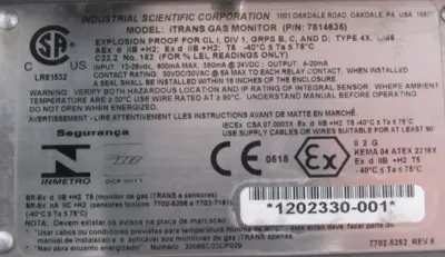 REFURBISHED INDUSTRIAL SCIENTIFIC 7814635 GAS MONITOR
