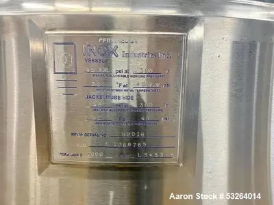 INOX Industries 275 Gallon Jacketed Reactor With Agitator