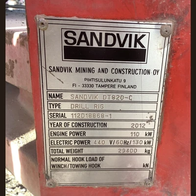 USED 2012 SANDVIK DT820-C