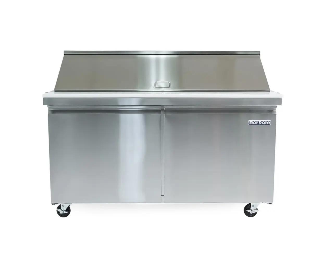 Magic Chef 60 IN. W 15 CU. FT. 2-DOOR MEGA TOP PREP TABLE COMMERCIAL REFRIGERATOR IN STAINLESS STEEL