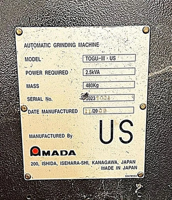 Used 2009 Amada Togu III, 2009 Punch & Die Grinders New Jersey US | Machinery Values #1285796