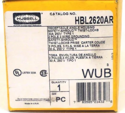 NEW HUBBELL RECEPTACLE ANGLE HOUSING HBL2620AR