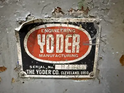36”  YODER MODEL #M3 POWERED SLITTING HEAD w/ POWERED FEED & HOLD DOWN ROLLS : STOCK #22953