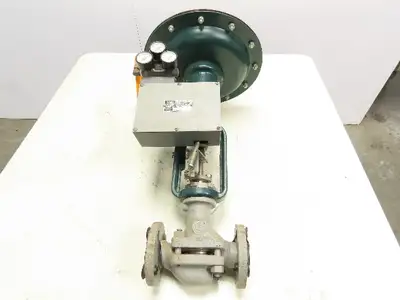 Mueller Pneumatic Diaphragm Actuator Flow Control Valve 1" Flanged w/ Positioner
