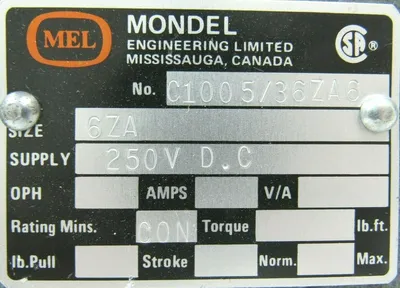NEW MONDEL C1005/36ZA6 BRAKE ACTUATOR C100536ZA6 SIZE 6ZA 250VDC